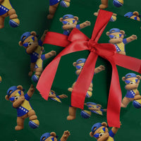 Funny Bosnia Teddy Bear Dabbing Fudbal Fan Gift Wrapping Paper Roll