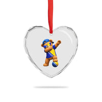 Funny Bosnia Teddy Bear Dabbing Fudbal Fan Gift Heart Crystal Glass Ornament