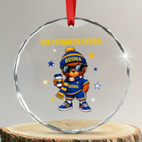 Funny Bosnia Teddy Bear Game Day Gift Crystal Glass Ornament Off To Watch Fudbal