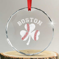 Funny Boston St Patricks Day Baseball Shamrock Crystal Glass Ornament