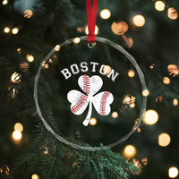 Funny Boston St Patricks Day Baseball Shamrock Crystal Glass Ornament