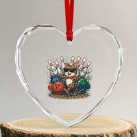Funny Bowler Gift Heart Crystal Glass Ornament Bowling Cat With Sunglasses - Wonder Print Shop