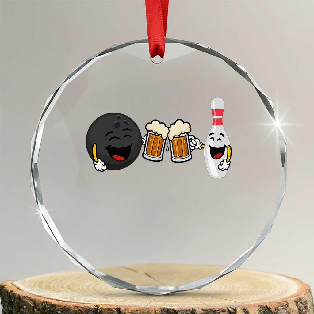 Funny Bowling And Beer Lover Gift Crystal Glass Ornament - Wonder Print Shop