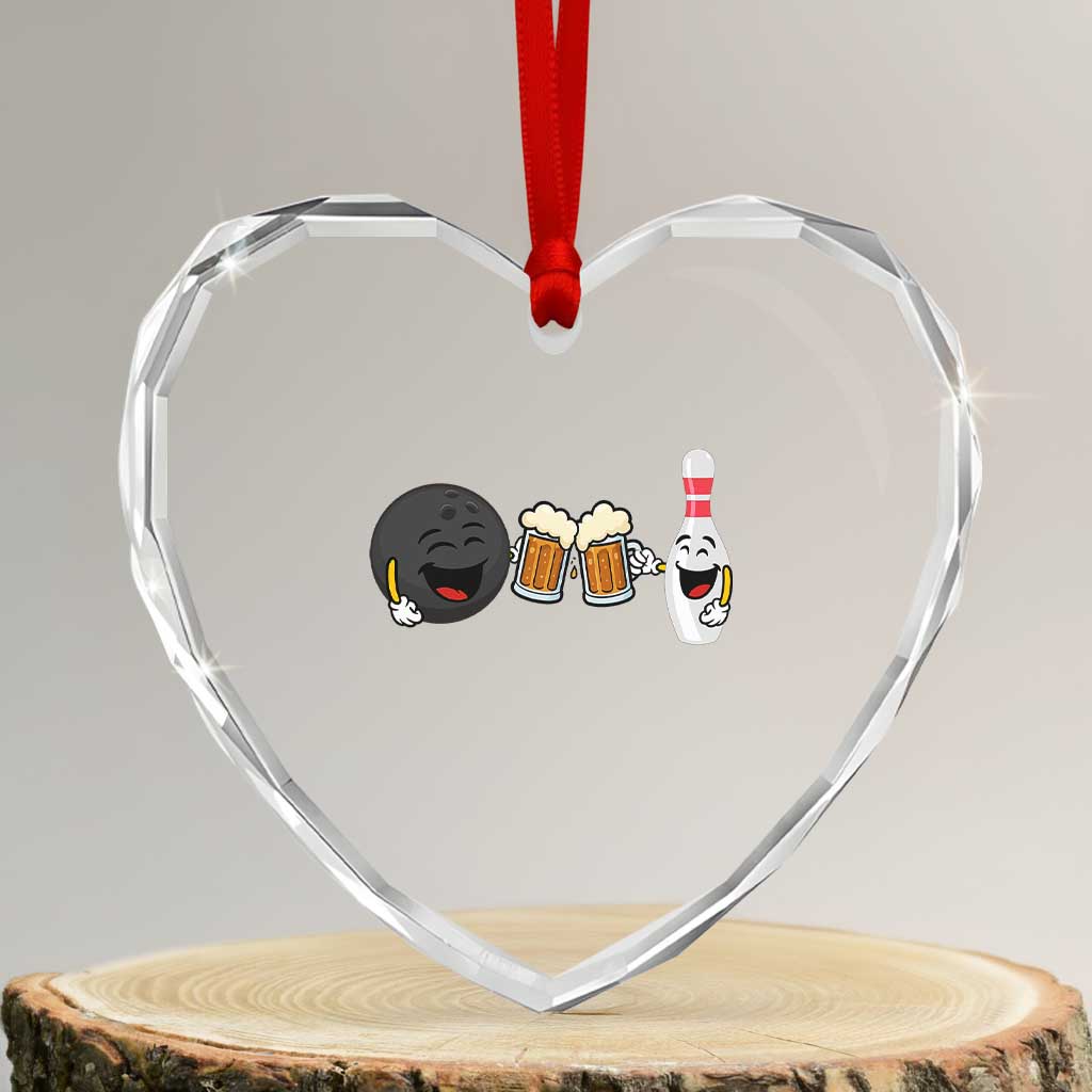 Funny Bowling And Beer Lover Gift Heart Crystal Glass Ornament - Wonder Print Shop