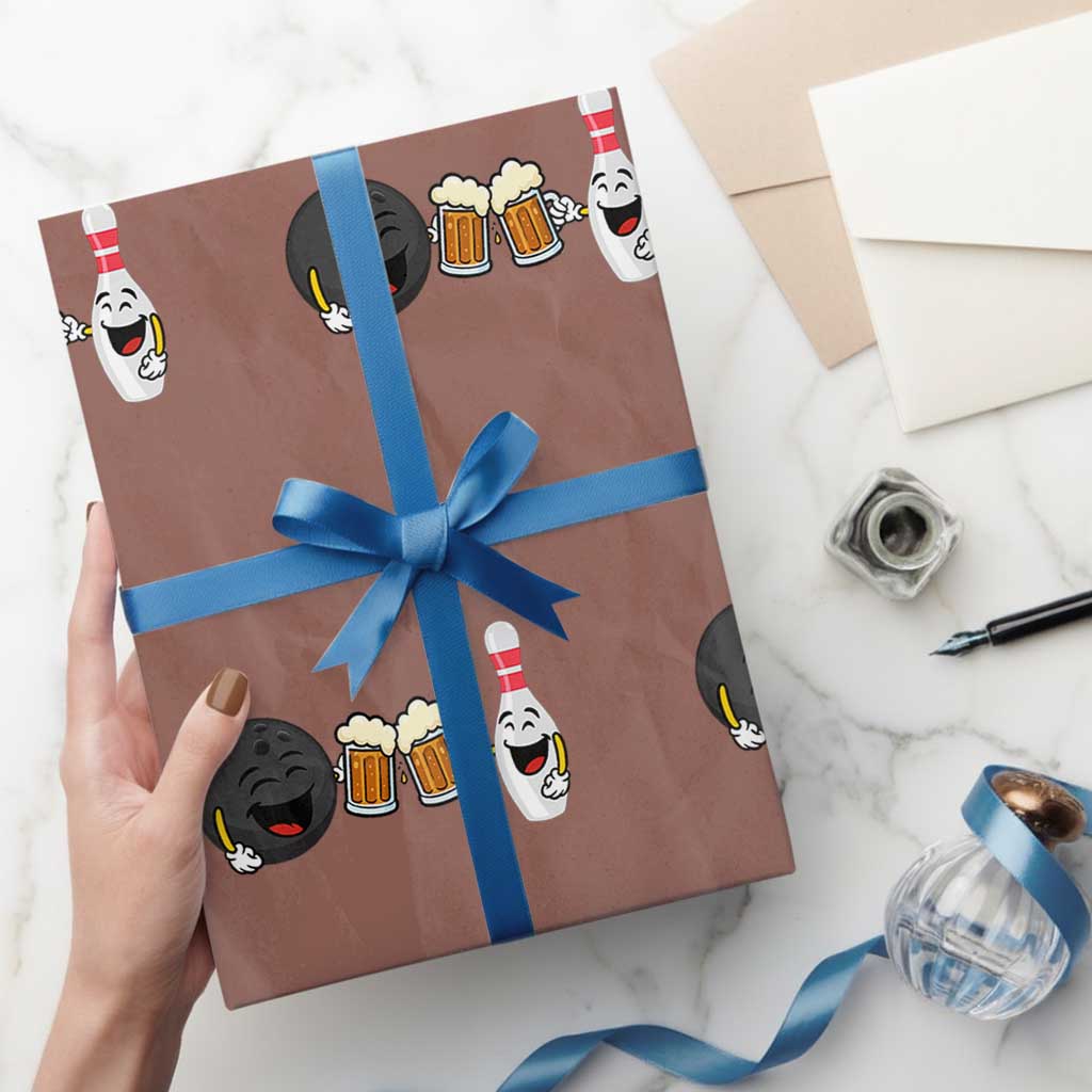 Funny Bowling And Beer Lover Gift Wrapping Paper Roll - Wonder Print Shop