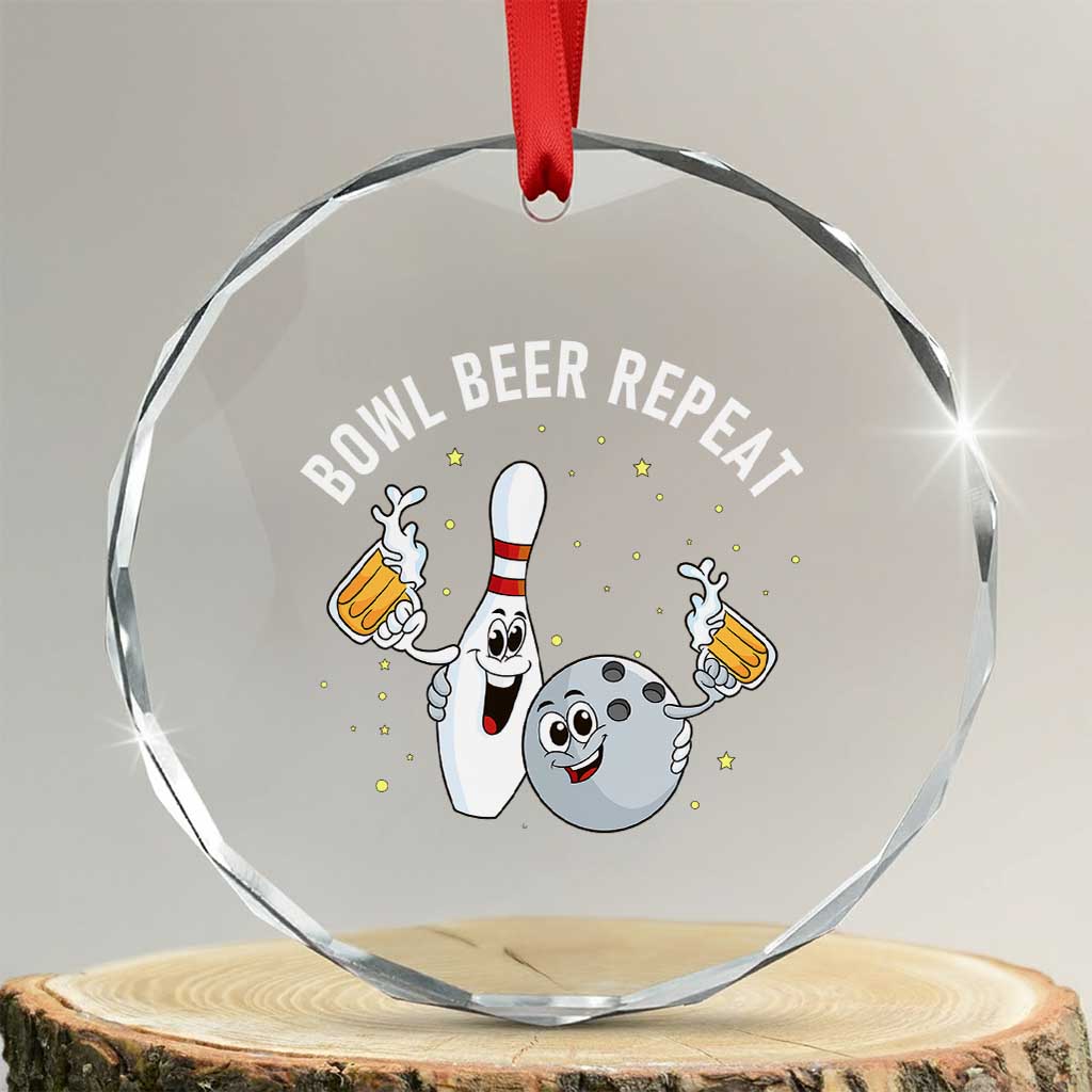 Funny Bowling Beer Lover Gift Crystal Glass Ornament Bowl Beer Repeat - Wonder Print Shop