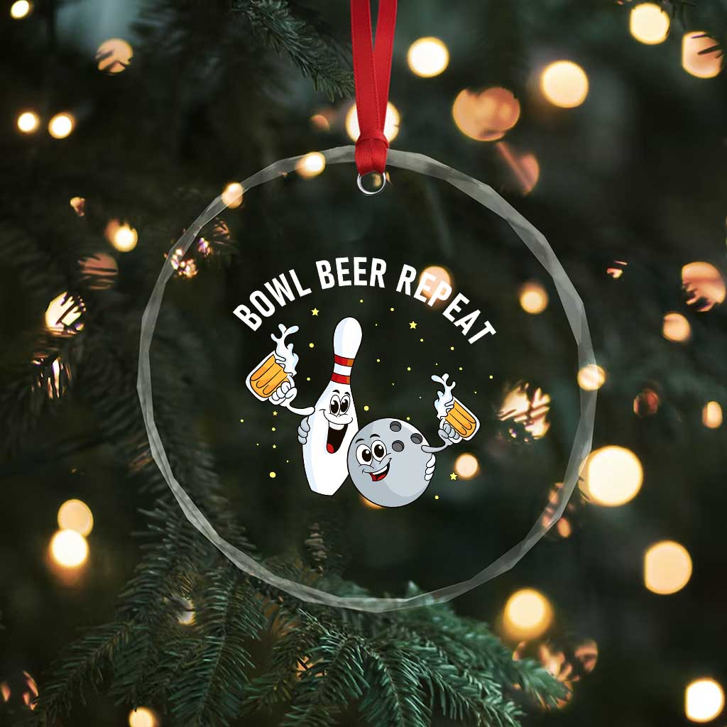 Funny Bowling Beer Lover Gift Crystal Glass Ornament Bowl Beer Repeat - Wonder Print Shop