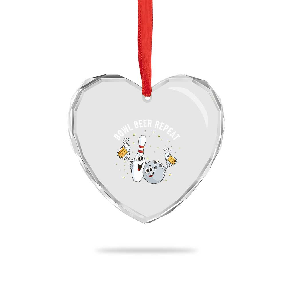 Funny Bowling Beer Lover Gift Heart Crystal Glass Ornament Bowl Beer Repeat - Wonder Print Shop