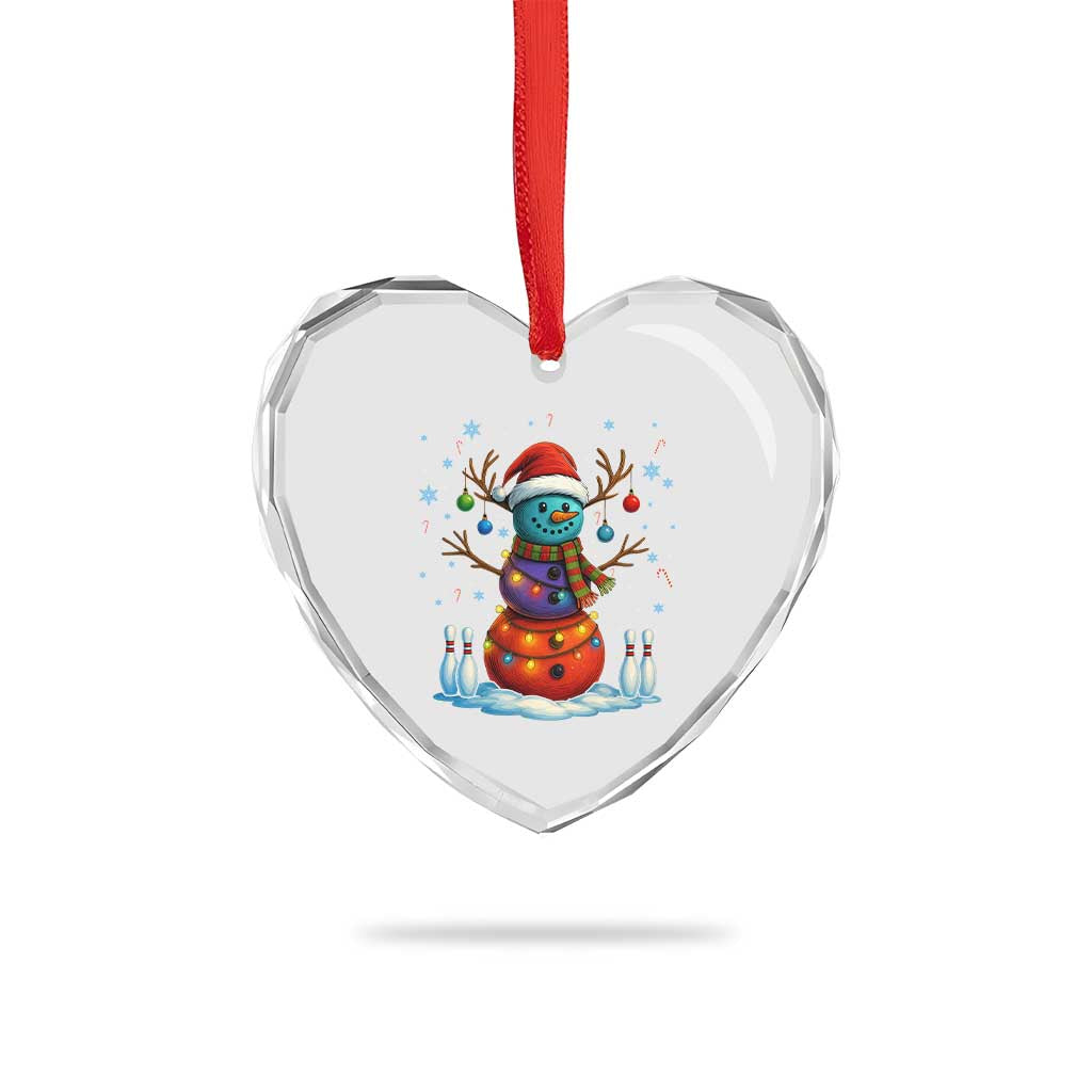 Funny Bowling Christmas Heart Crystal Glass Ornament Gift For Bowler - Wonder Print Shop