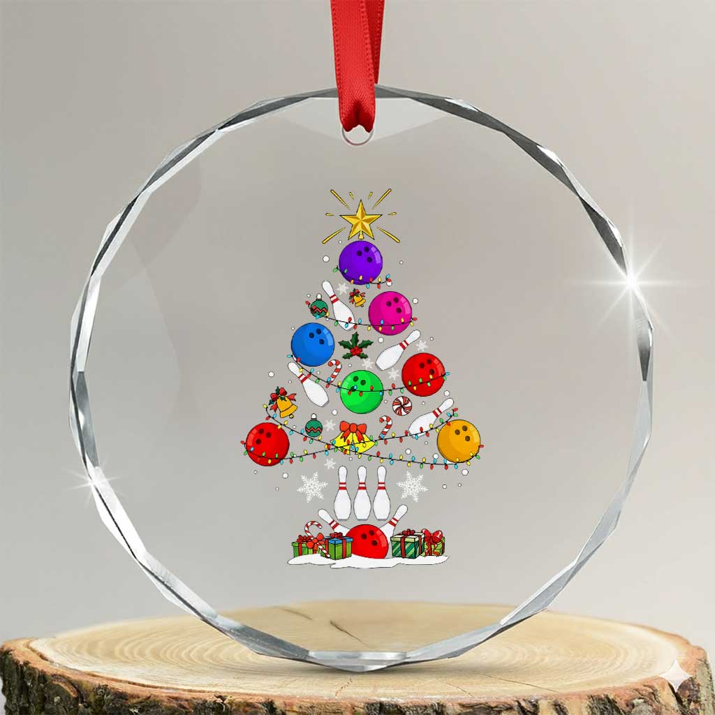 Funny Bowling Christmas Tree Lights Xmas Bowler Crystal Glass Ornament - Wonder Print Shop