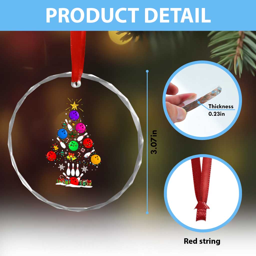 Funny Bowling Christmas Tree Lights Xmas Bowler Crystal Glass Ornament - Wonder Print Shop