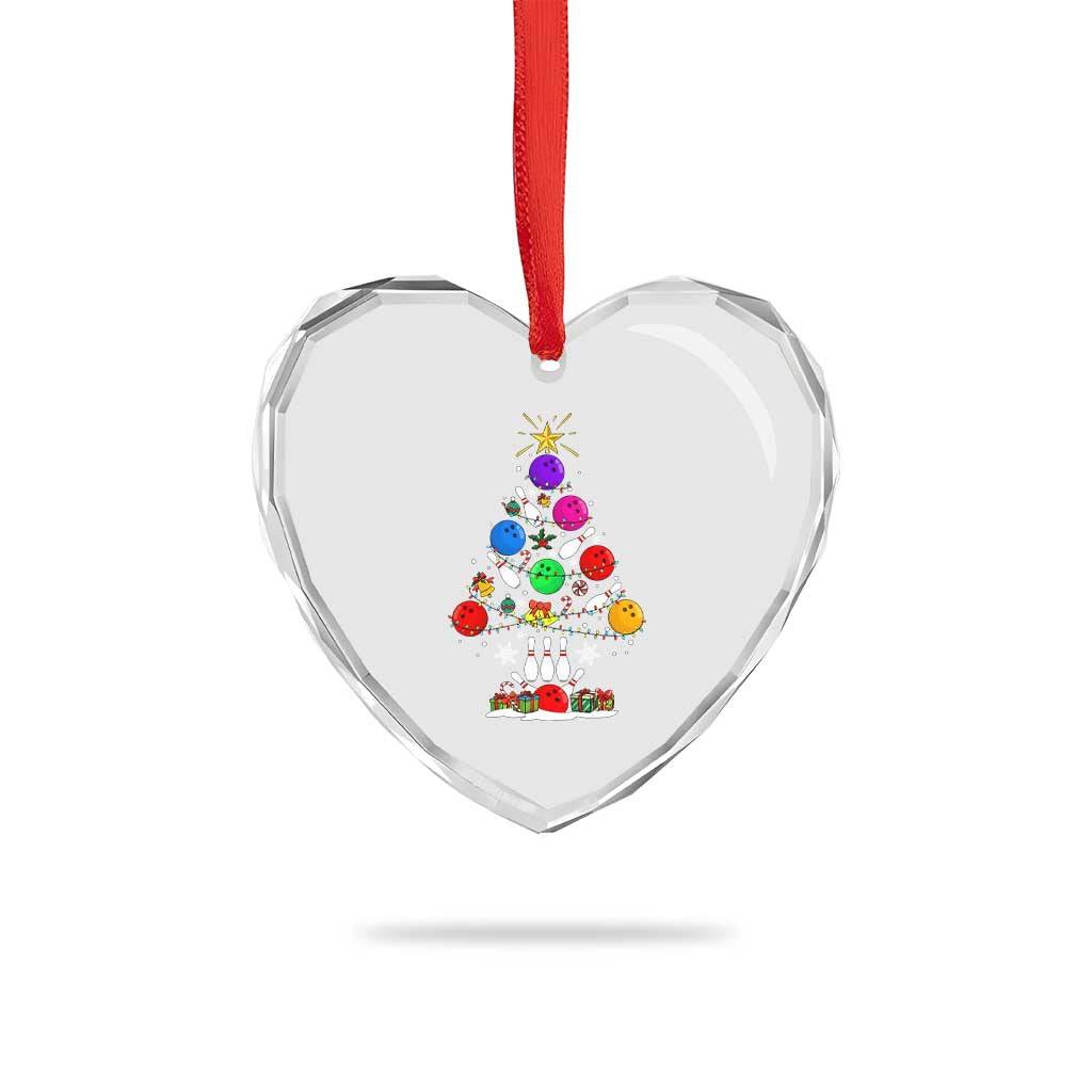 Funny Bowling Christmas Tree Lights Xmas Bowler Heart Crystal Glass Ornament - Wonder Print Shop