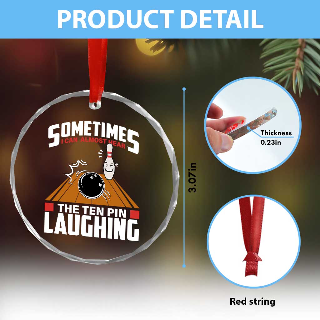 Funny Bowling Crystal Glass Ornament Hear The Ten Pin Laughing Bowler - Wonder Print Shop