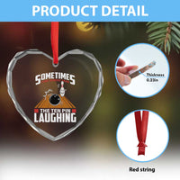 Funny Bowling Heart Crystal Glass Ornament Hear The Ten Pin Laughing Bowler - Wonder Print Shop