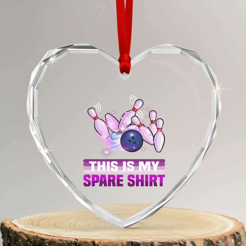 Funny Bowling Lover Heart Crystal Glass Ornament This Is My Spare Shirt Quote - Wonder Print Shop