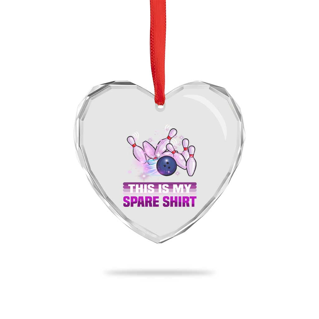 Funny Bowling Lover Heart Crystal Glass Ornament This Is My Spare Shirt Quote - Wonder Print Shop