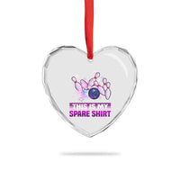 Funny Bowling Lover Heart Crystal Glass Ornament This Is My Spare Shirt Quote - Wonder Print Shop