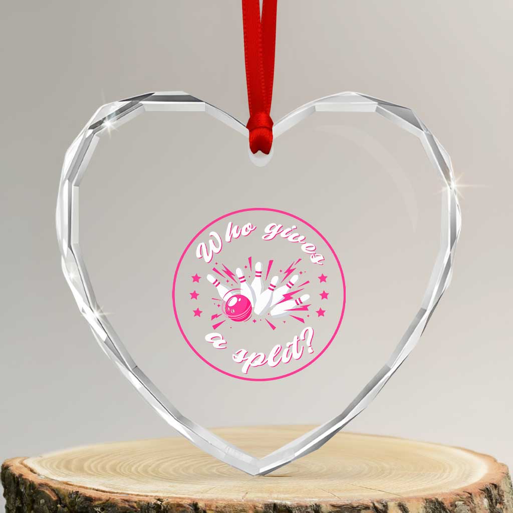 Funny Bowling Quote Heart Crystal Glass Ornament Who Gives A Split For Women - Wonder Print Shop