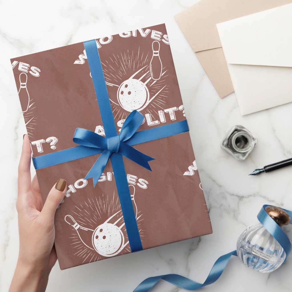 Funny Bowling Team Gift Wrapping Paper Roll Who Gives A Split Quote - Wonder Print Shop