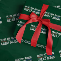 Funny Brain Surgery Recovery Wrapping Paper Roll Make My Brain Great Again Gray Ribbon