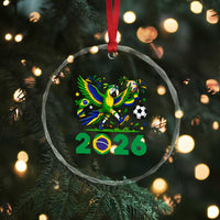 Funny Brazil Soccer Macaw Crystal Glass Ornament 2026 Football Fan Graphic
