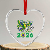 Funny Brazil Soccer Macaw Heart Crystal Glass Ornament 2026 Football Fan Graphic