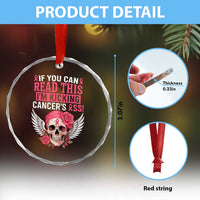 Funny Breast Cancer Survivor Crystal Glass Ornament Im Kicking Cancers Ass Pink Ribbon Skull TS10