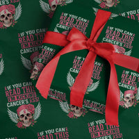 Funny Breast Cancer Survivor Wrapping Paper Roll Im Kicking Cancers Ass Pink Ribbon Skull - Wonder Print Shop