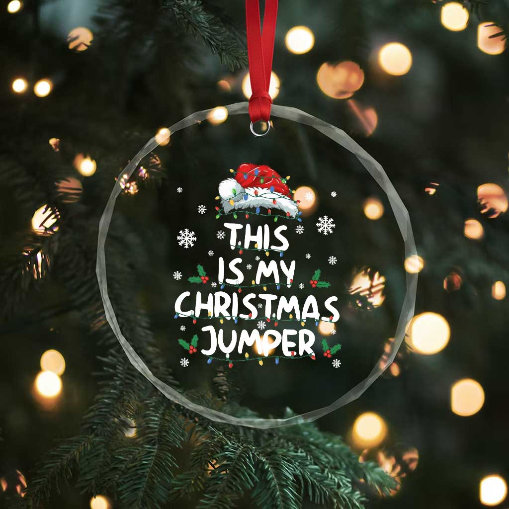 Funny British Christmas Crystal Glass Ornament This Is My Christmas Jumper - Wonder Print Shop