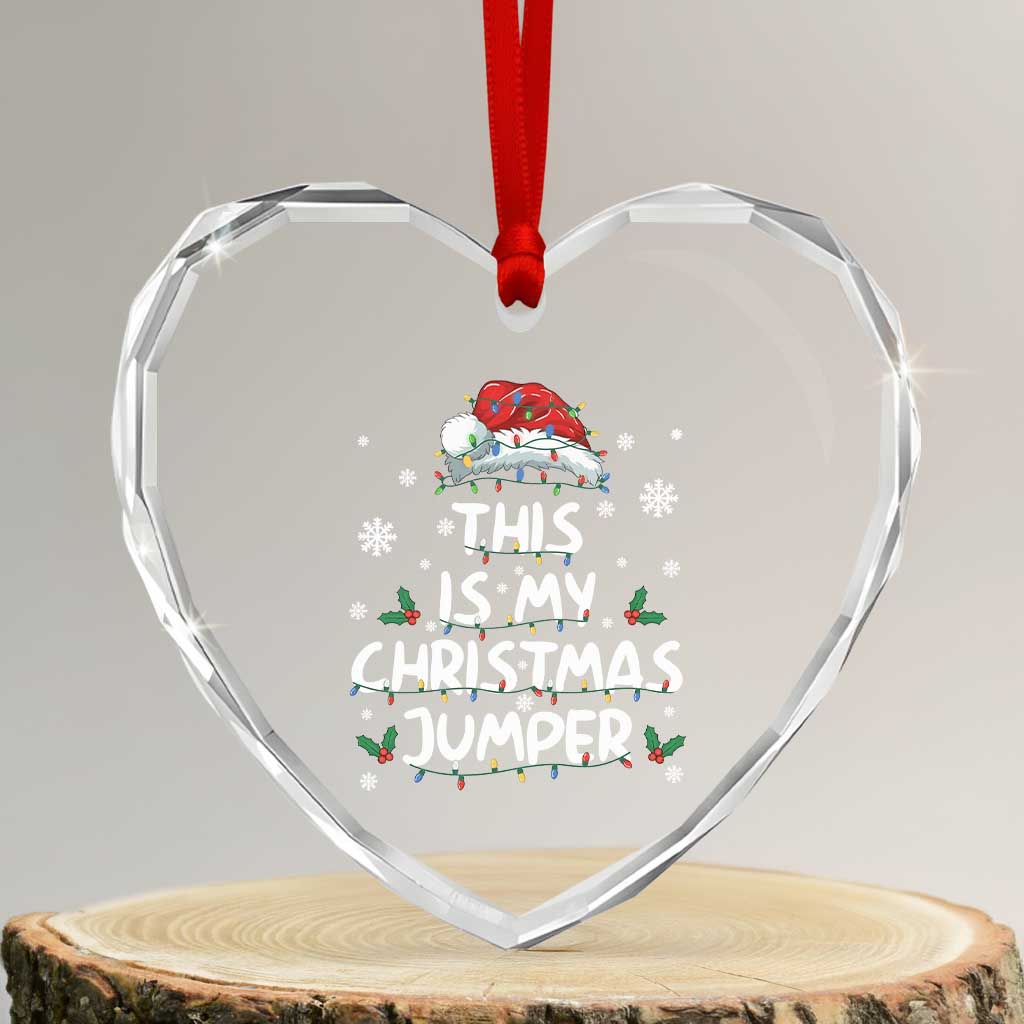 Funny British Christmas Heart Crystal Glass Ornament This Is My Christmas Jumper - Wonder Print Shop