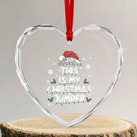 Funny British Christmas Heart Crystal Glass Ornament This Is My Christmas Jumper - Wonder Print Shop