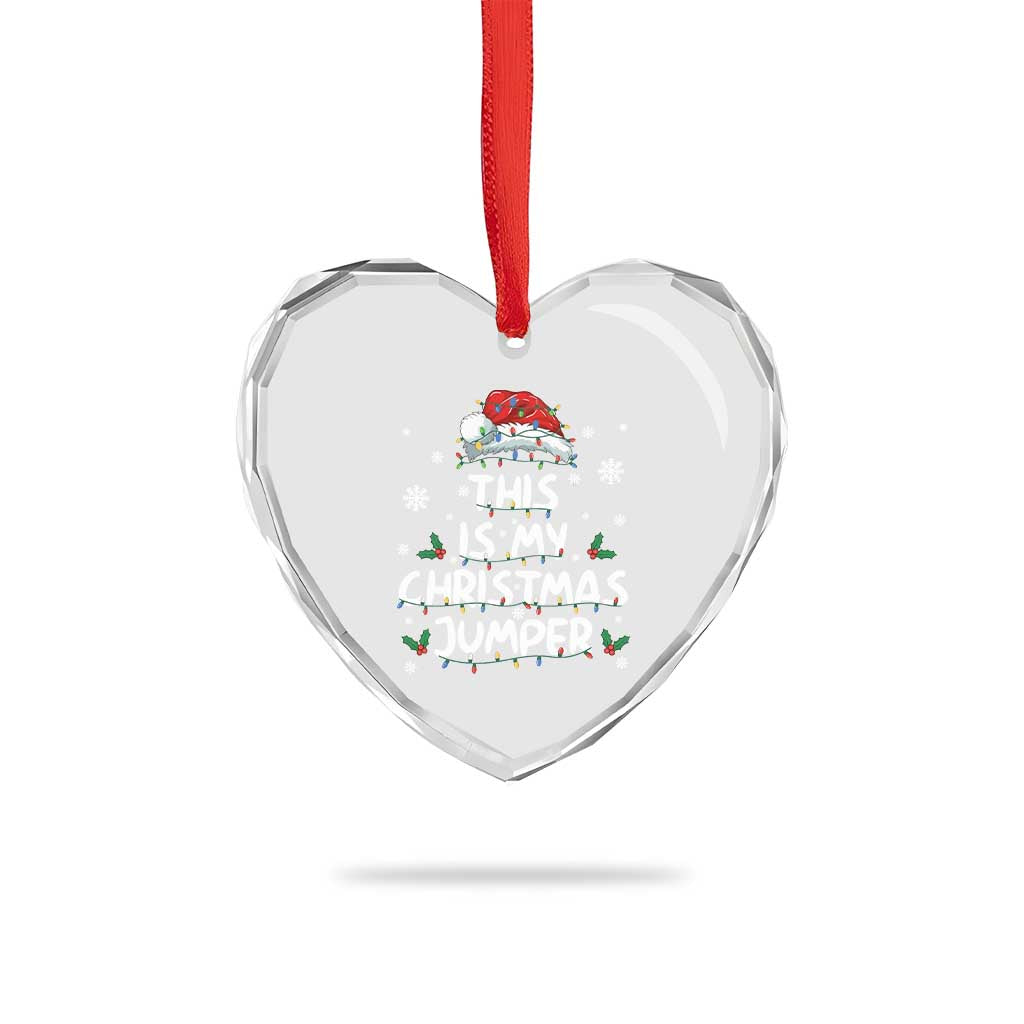 Funny British Christmas Heart Crystal Glass Ornament This Is My Christmas Jumper - Wonder Print Shop