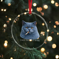 Funny British Shorthair Smoking Crystal Glass Ornament I Got That Cat In Me