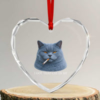 Funny British Shorthair Smoking Heart Crystal Glass Ornament I Got That Cat In Me