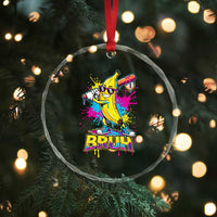 Funny Bruh Banana Baseball Drip Ice Cream Sports Splatter Crystal Glass Ornament