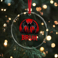 Funny Bruh Mothman Crystal Glass Ornament Cryptozoology Cryptid Humor Weirdcore Horror Moon