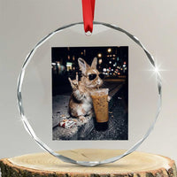 Funny Bunny Drinking Diet Coke Crystal Glass Ornament Vintage 90s Graphic Meme