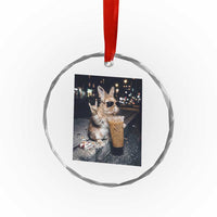 Funny Bunny Drinking Diet Coke Crystal Glass Ornament Vintage 90s Graphic Meme