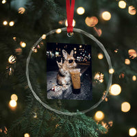 Funny Bunny Drinking Diet Coke Crystal Glass Ornament Vintage 90s Graphic Meme