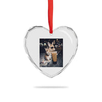 Funny Bunny Drinking Diet Coke Heart Crystal Glass Ornament Vintage 90s Graphic Meme