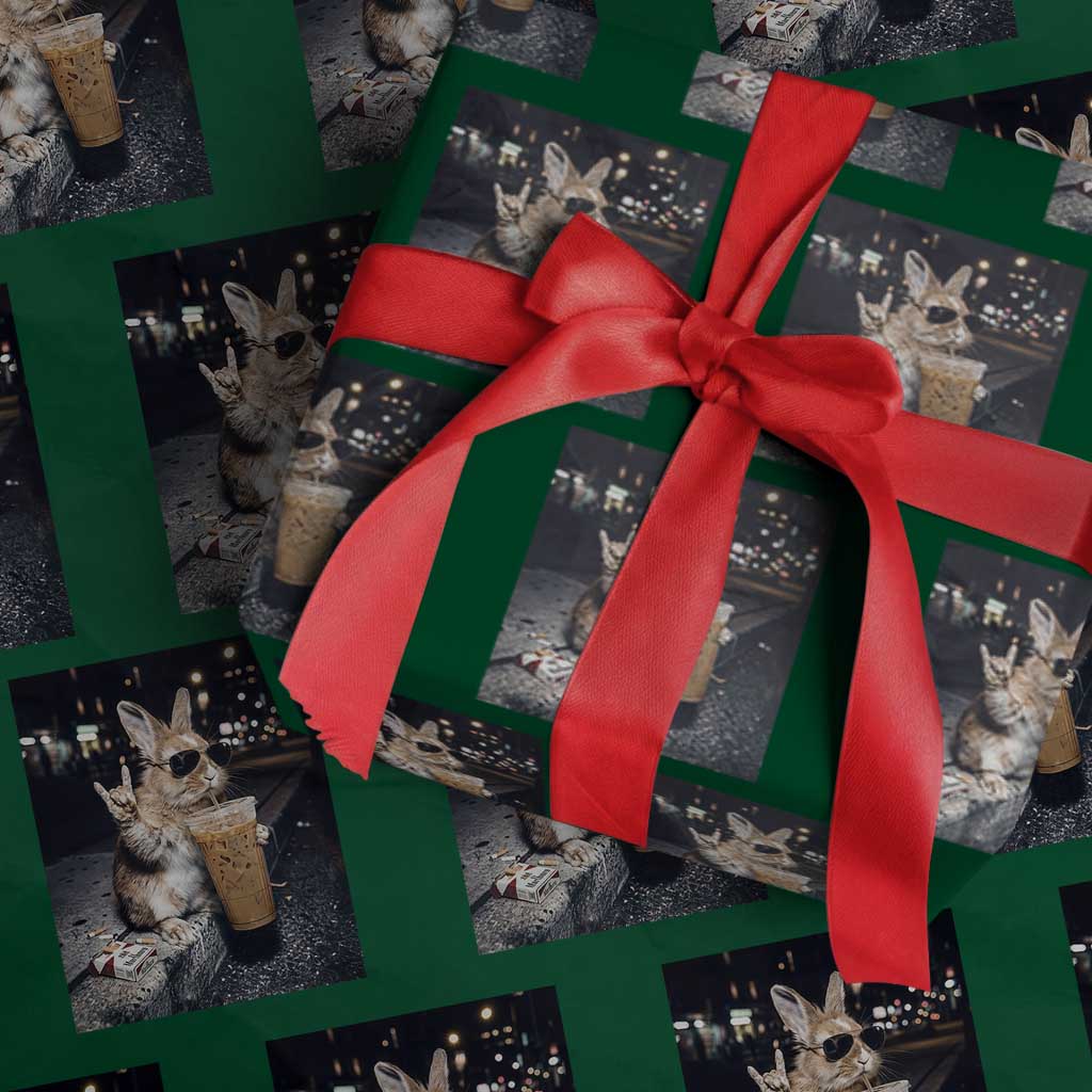 Funny Bunny Drinking Diet Coke Wrapping Paper Roll Vintage 90s Graphic Meme