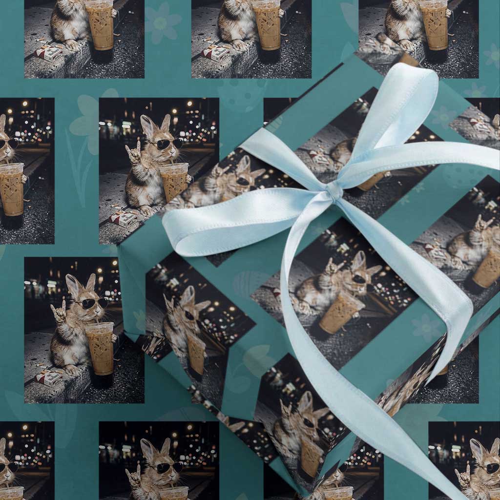 Funny Bunny Drinking Diet Coke Wrapping Paper Roll Vintage 90s Graphic Meme