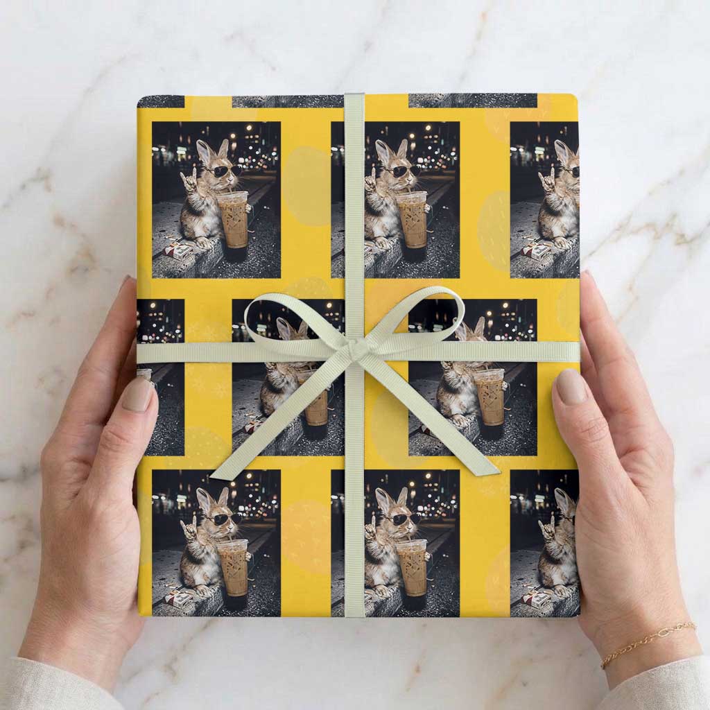 Funny Bunny Drinking Diet Coke Wrapping Paper Roll Vintage 90s Graphic Meme