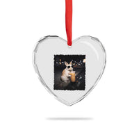 Funny Bunny Drinking Iced Coffee Heart Crystal Glass Ornament Animal Meme Viral Internet