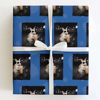 Funny Bunny Drinking Iced Coffee Wrapping Paper Roll Animal Meme Viral Internet