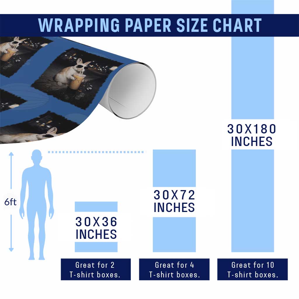 Funny Bunny Drinking Iced Coffee Wrapping Paper Roll Animal Meme Viral Internet