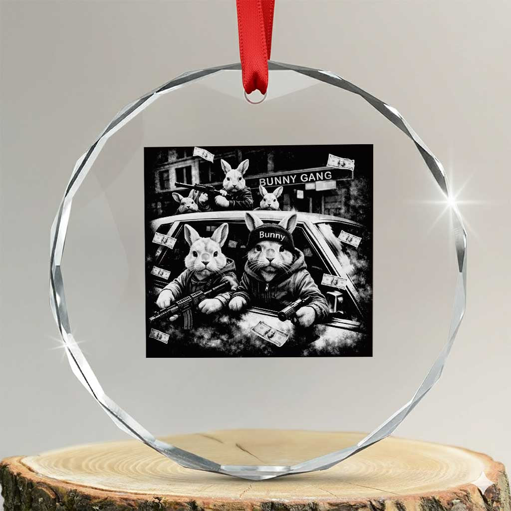Funny Bunny Gang Crystal Glass Ornament Vintage Rabbit Meme