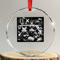 Funny Bunny Gang Crystal Glass Ornament Vintage Rabbit Meme