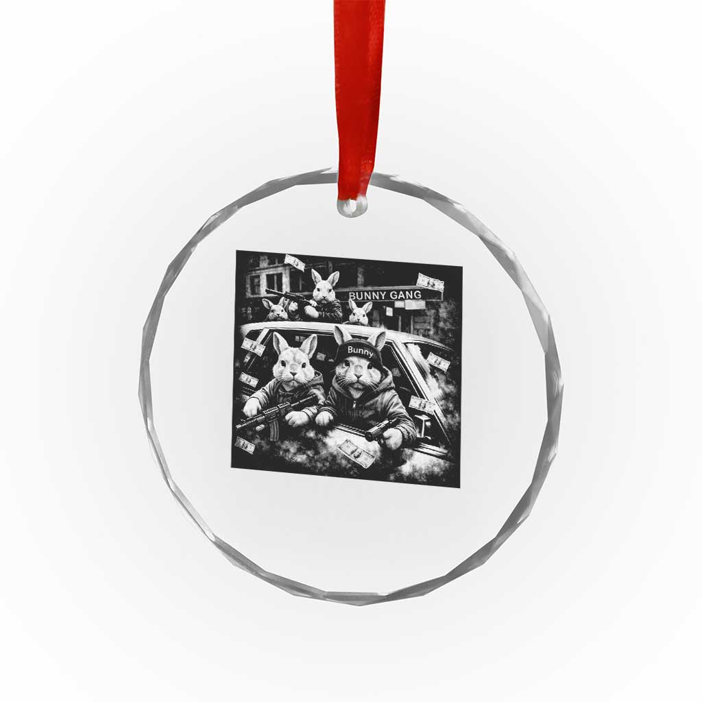 Funny Bunny Gang Crystal Glass Ornament Vintage Rabbit Meme