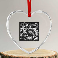 Funny Bunny Gang Heart Crystal Glass Ornament Vintage Rabbit Meme